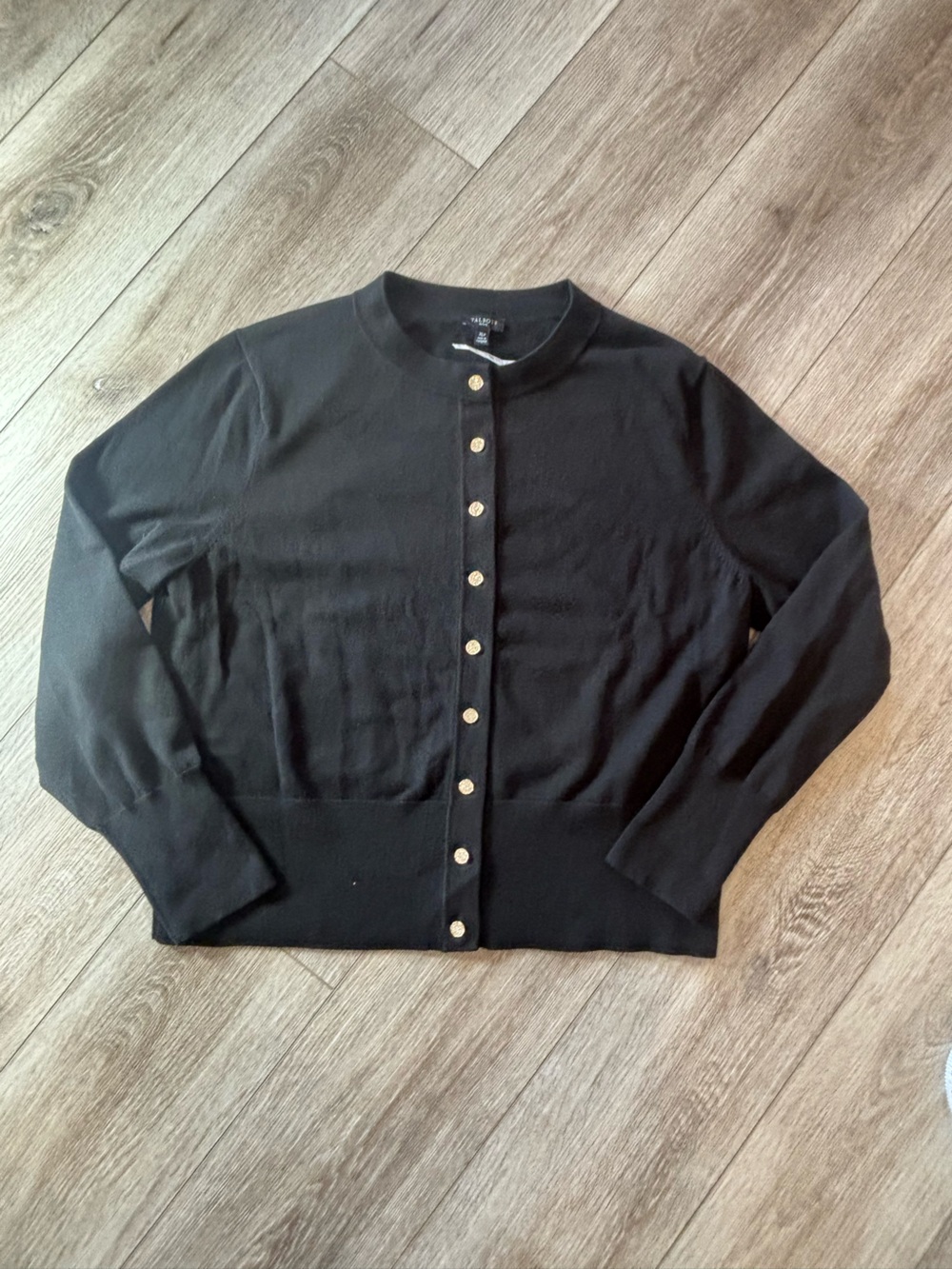 Talbots Black Button-Front Crewneck Cardigan